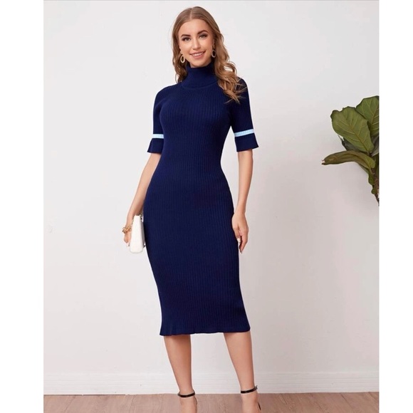 Turtleneck knit sweater dress - Picture 2 of 5